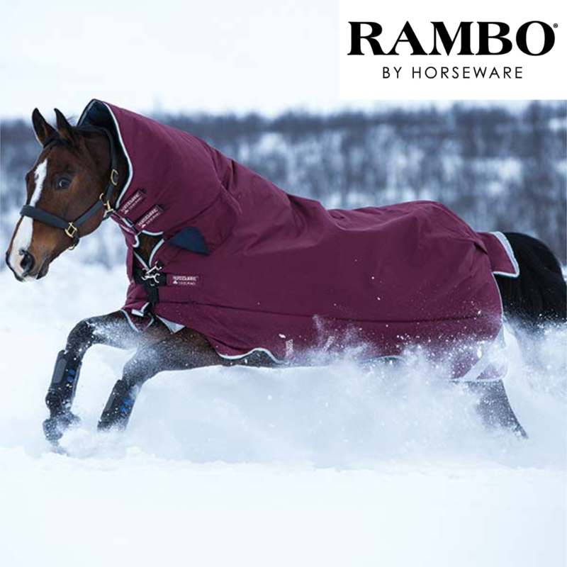 Horseware Rambo All-In-One Turnout rug  Heavyweight 400g - Burgundy/Duck Egg/Black